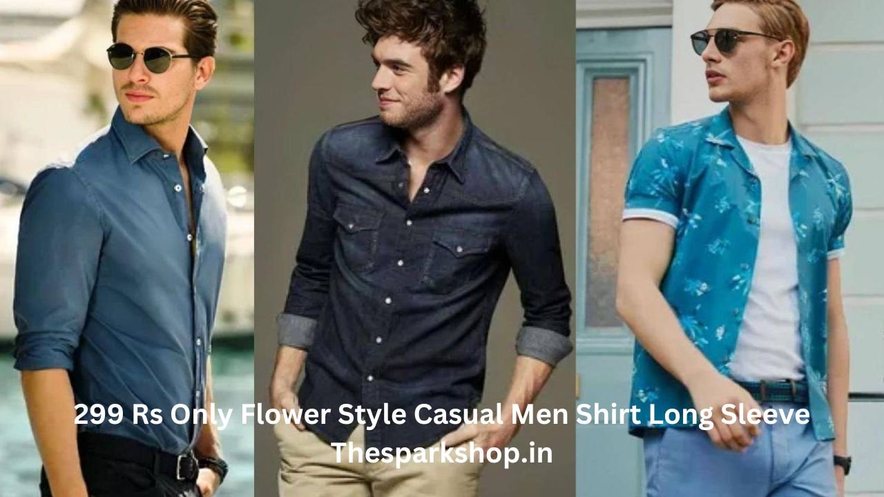 299 Rs Only Flower Style Casual Men Shirt Long Sleeve Thesparkshop.in